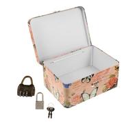 ROMISBABA Scatola in Ferro Piccola Con Serratura Codice Organizer Desktop Per Piccoli Oggetti e Cosmetici Contenitore Rigido Con Coperchio Per Casa e Ufficio Resistente e Adorabile