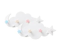 ROMISBABA Set 2 Pezzi Appendiabiti da Parete Adesivi a Forma di Nuvola e Stella in Plastica Bianca, Resistenti e Facili da Rimuovere, per Bagno e Decorazione Casa