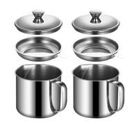 ROMISBABA Set 2 Pezzi Filtro Olio in Acciaio Inox da 1,1l, Contenitore Salvaspazio per Separare Grassi e Olio, per Friggere e Cuocere al Forno