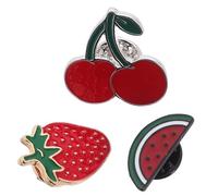 ROMISBABA Set 3 Spille Smaltate in Lega Design Anguria Fragola e Ciliegia, Accessori Portatili per e Abbigliamento Quotidiano, Eleganti e Versatili