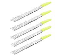 ROMISBABA Set 5 Pezzi Grattugia Cucina in Acciaio Inossidabile e Plastica Verde, Grattugia Multiuso per Formaggio e Verdure, senza Bordi Taglienti, Riduce di Cottura
