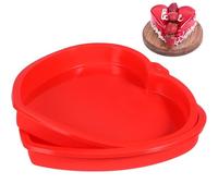 ROMISBABA Set da 2 Tortiere a Forma di Cuore in Silicone Antiaderente 8 Pollici, Stampo Flessibile Resistente al Calore per Forno, Microonde e Congelatore, Perfette per Dolci e Occasioni