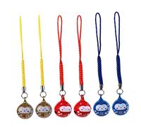 ROMISBABA Set da 6 Ciondoli per Cellulare Campana di Rame a Forma di Gatto della Fortuna, Decorazioni Sospese Leggere per Borse, Regalo Portafortuna per Amici e Famiglia, Colori Blu, Rosso