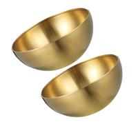 ROMISBABA Set di 2 Ciotole per Insalata in Acciaio Inossidabile Oro, Resistenti alla Ruggine e Facili da Pulire, per Preparare Ramen e Cucina Coreana