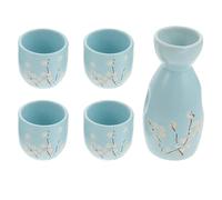 ROMISBABA Set di Accessori per Vino in Ceramica Verde, Include Bottiglia e Bicchieri da Sake, Design senza Bava e Tocco Confortevole, per Case e Sale da Tè