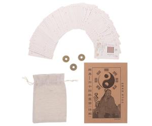 ROMISBABA Set Divinazione Guida Dettagliata Inclusa i Ching 64 Carte Esagrammate e Monete in Ottone Accessori Feng Shui per Prosperità e Ricchezza per Principianti