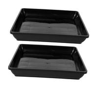 ROMISBABA Sottovaso per Piante in Plastica Pp 2 Pezzi Nero 35 Cm, Vassoio di Drenaggio per Vasi da Interno, Base Rettangolare per Fioriere per Raccolta Acqua e Protezione Superfici