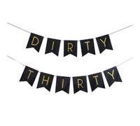 ROMISBABA Striscione Decorativo Buon Compleanno Dirty Thirty in Carta Nero Design Letter e Forma Pesce per Festa e Decorazioni
