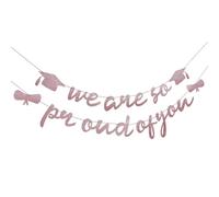 ROMISBABA Striscione di Carta Glitterata Rosa Oro per Festa di Laurea Decorazioni da Appendere per Interni ed Esterni Bandierine Resistenti per Addobbi Laurea Set da 2 Pezzi