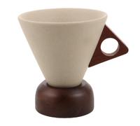 ROMISBABA Tazza da Caffè Giapponese in Ceramica 250ml con Base in Legno, Resistente al Calore e Design a Imbuto, per Ambienti Business e Uso Quotidiano