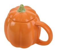 ROMISBABA Tazza in Ceramica a Forma di Zucca Arancione da 400ml con Coperchio, Versatile per Bere Succo o Caffè a Casa in Caffetteria