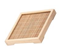 ROMISBABA Vassoio in Legno di Bambù Stile Giapponese con Sottobicchieri Isolanti Antiscivolo Resistenti per Tazze da Bevande e Piatto Quadrato per Dolci Decorativo