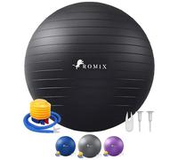 ROMIX Palla Fitness, 65cm Anti-Scoppio Palla da Ginnastica con Pompa Rapida, Antiscivolo Pilates Ball per Stabilità Esercizi Fisioterapia Gravidanza Yoga Sport Allenamento Casa Palestra (Nero)