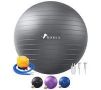 ROMIX Palla Fitness, 65cm Anti-Scoppio Palla da Ginnastica con Pompa Rapida, Antiscivolo Pilates Ball per Stabilità Esercizi Fisioterapia Gravidanza Yoga Sport Allenamento Casa Palestra (Argento)