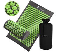 ROMIX Set Tappetino Agopressione, Include Cuscino e Borsa Viaggio, Mat Agopuntura per Yoga, Massaggio, Rilassamento Muscoli, Terapia Digitopressione Allevia Il Dolore Schiena, Collo, Piedi - Verde