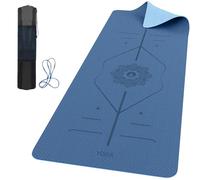 ROMIX Tappetino Yoga Pro 6 mm, Linee Guida, Antiscivolo, 183 x 61 cm, Gym | Leggero, Resistente al Sudore, con Borsa e Tracolla per Yoga, Pilates, Ginnastica, Fitness a Casa, Uomo e Donna, Portatile