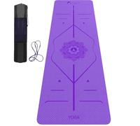 ROMIX Tappetino Yoga Pro 6 mm, Linee Guida, Antiscivolo, 183 x 61 cm, Gym | Leggero, Resistente al Sudore, con Borsa e Tracolla per Yoga, Pilates, Ginnastica, Fitness a Casa, Uomo e Donna, Portatile