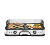 ROMMELSBACHER Barbecue da tavolo BBQ 2025, 2 piastre girevoli (scanalate e lisce), regolabile separatamente, rivestimento antiaderente in ceramica (senza PFAS), temperature fino a 230 °C, cavo da 2 m,