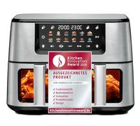 ROMMELSBACHER Friggitrice a doppia aria calda FRH 2650, 2 cesti da 5,5 litri, da 40 a 230 °C, 12 programmi, finestra di visualizzazione, illuminazione interna, senza PFAS, funzione Match e Sync