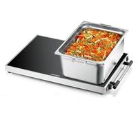 ROMMELSBACHER Piastra riscaldante WPR 407/E - Gastro, in acciaio inox, vetro di sicurezza, regolabile a 40 - 105 °C, superficie 61 x 41 cm, per contenitore formato 1/1 GN, interruttore on/off, made in