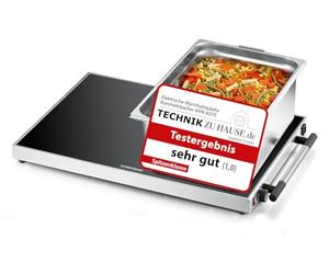 ROMMELSBACHER Piastra riscaldante WPR 407/E - Gastro, in acciaio inox, vetro di sicurezza, regolabile a 40 - 105 °C, superficie 61 x 41 cm, per contenitore formato 1/1 GN, interruttore on/off, made in