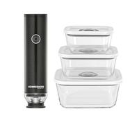 ROMMELSBACHER Set di macchine sottovuoto a mano VAC 253/S, sottovuoto in pochi secondi, funzionamento con una mano, batteria potente e durevole, ricarica tramite USB, incl. 8 sacchetti con cerniera, 3