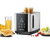 ROMMELSBACHER TOASTER TO 850, 2 ampie fessure per pane fino a XL toast, centraggio automatico del pane, display LED, indicatore conto alla rovescia, 9 livelli, scongelamento, inserto per panini,