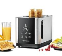 ROMMELSBACHER TOASTER TO 850, 2 ampie fessure per pane fino a XL toast, centraggio automatico del pane, display LED, indicatore conto alla rovescia, 9 livelli, scongelamento, inserto per panini,