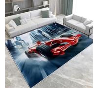 ROMOER Tappeti Rossi Tappeti Formula 1 Tappeto Area Interna Morbida Lavabile In Lavatrice Non Slittata, Tappeto A Pelo Corto Non Di Crisi Per Soggiorno Camera Da Letto Corridoio E Giardino D'inverno,