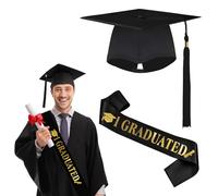 ROMOLY Set di 2 Pezzi per Laurea - Cappello e Fascia Laurea, Tocco Alta Qualità, Perfetto Eventi Speciali