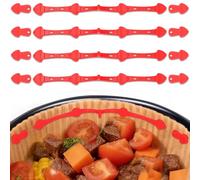 Romon 4 Set fibbie magnetiche in silicone, accessori per friggitrice ad aria, per carta pergamena, impedisce la fodera di carta di scorrimento, Versione Allungata, Forma di Pesce, Rosso
