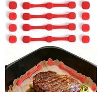 Romon 4 Set fibbie magnetiche in silicone, accessori per friggitrice ad aria, per carta pergamena, impedisce la fodera di carta di scorrimento, Rosso