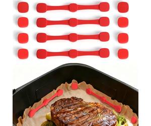 Romon 4 Set fibbie magnetiche in silicone, accessori per friggitrice ad aria, per carta pergamena, impedisce la fodera di carta di scorrimento, Rosso