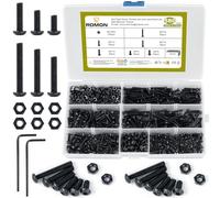 Romon 580 Pezzi M3 Viti Bulloni e Dadi Kit, Viti e Bulloni e Dadi a Testa Cilindrica con Esagono Incassato, Nere Set Viti M3, Per Macchina, Apparecchiature Elettroniche, 2 Chiavi Esagonali a L