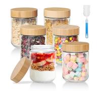 Romon Barattoli Vetro Con Coperchio, 6 Pack Vasetti Vetro Piccoli 480ml Barattolo Jars Contenitori Ermetici Per Alimenti Cucina con Coperchi Ermetici Ldeali per Marmellata Miele Gelatine Bomboniere