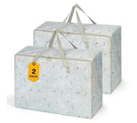 Romon Borsa Portaoggetti, 2 Pezzi 105L Borse di Stoccaggio Trasloco Grandi Impermeabile con Cerniera e Maniglia, Borsoni Sacchetti Pieghevole Scatole Armadio Viaggio per Vestiti Coperte Trapunte, Blu