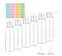 Romon Bottiglie di Viaggio, 6 Pezzi 100 ml Set di kit Viaggio Aereo in Plastica con 2 Piccoli Imbuti Viaggio accessori Utili Flaconi per la Cosmetica Trasparenti per Viaggi, Campeggio, Viaggi d'affari