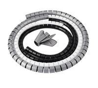 Romon Cable Management 1,5m, 2 Pezzi Grigio Nascondi Cavi con 1 Clip, Spirale Cavi Elettrici per Organizzare TV e Computer (Ø22mm)