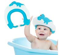 Romon Cappello Doccia per Bambini in Morbido Silicone, Visiera Regolabile per Sicurezza Bagno - Dinosauro Blu
