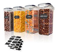 Romon Contenitori Ermetici Alimenti, 4L Scatola Portaoggetti da Cucina Confezione da 4, Barattoli Alimentari Plastica Sigillati con Coperchio per Conservare Cereali Pasta Farina Animali Domestici