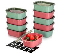 Romon Contenitori Ermetici per Alimenti, 10 Scatole Plastica con Coperchio, Contenitore Pranzo con Coperchio Sans BPA, Microdondibili e Lavabili in Lavastoviglie, 500ml(5 Verdi, 5 Rossi)