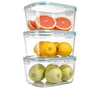Romon Contenitori Ermetici per Alimenti, Set di 3 3,95L Blu, Riutilizzabili Senza BPA, con Coperchio Hermetico, Anti-Fuoriuscite, Impilabili per Frigorifero, -20°C a 60°C