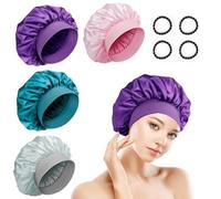 Romon Cuffia Notte, 4 Pezzi Capelli Ricci con 4 Elastici Silk Bonnet per Dormire Morbida e Confortevole in Raso per Dormire Cappello