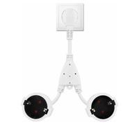 Romon Doppia Presa Schuko Bianca Impermeabile IP44 Corta 16A/250V, Adattatore Elettrico 2 In 1 Per Casa, Cucina E Ufficio