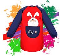 Romon-Doppio Impermeabile Grembiule Plastificato Bambini Asilo, Colore Grembiulino 6-8 Anni, Drawing Smock Red