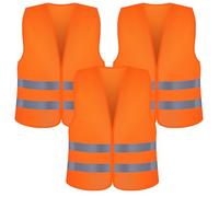 Romon Gilet Alta visibilità, 3 Pezzi Arancione Fluorescente Giubbotto Sicurezza Riflettente, Giubbotto Catarifrangente, Giubbotti di Sicurezza per Conducenti Cantiere Stradale Assistenza Uomo Donne