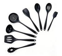 Romon Mestoli Cucina Silicone, Set 8 Pezzi Utensili Da Cucina Nero, Resistente Al Calore, Antiaderente E AntiGraffio, Lavabile In Lavastoviglie Per Cottura E Pasticceria
