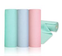 Romon Microfibra Panni Pulizia, 60 Pezzi Strofinacci Cucina, 25x25cm Panno per Vetri, Riutilizzabile Fino a 50 Volte, Pezze per Pulire, Rotolo Compatto per Casa e Auto (Rosa, Ciano, Blu)