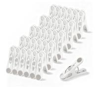 Romon Mollette, 30 Pezzi Bucatos Clip Porta Esterno Plastica per Telo da Spiaggia, Bianco Plastica Clothes Pegs con Silicone Antiscivolo, Antivento Lavanderia Pioli per Asciugamani Lenzuola Vestiti