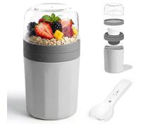 Romon Muesli Cup da Asporto, Grigio 520ml+250ml Vasetti per Yogurt con Posate In